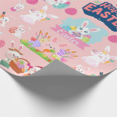 Happy Easter Wishings - Pattern Funny Bunny Oaster Geschenkpapier (Ecke)