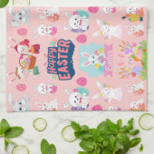 Happy Easter Wishings - Pattern Funny Bunny Oaster Geschirrtuch (Gefaltet)
