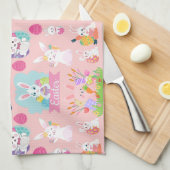 Happy Easter Wishings - Pattern Funny Bunny Oaster Geschirrtuch (Viertel Falte)