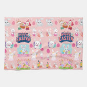 Happy Easter Wishings - Pattern Funny Bunny Oaster Geschirrtuch (Horizontal)