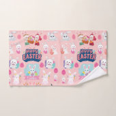 Happy Easter Wishings - Pattern Funny Bunny Oaster Handtuch (Handtuch)