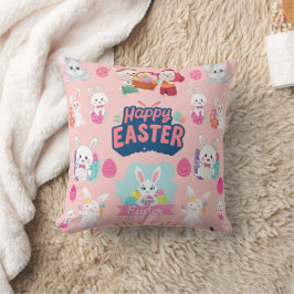 Happy Easter Wishings - Pattern Funny Bunny Oaster Kissen