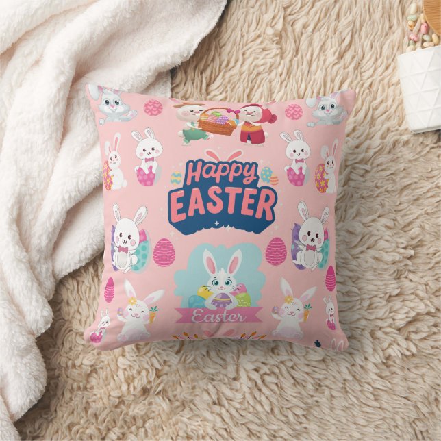 Happy Easter Wishings - Pattern Funny Bunny Oaster Kissen (Decke)
