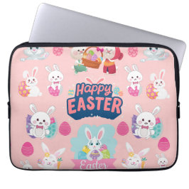 Happy Easter Wishings - Pattern Funny Bunny Oaster Laptopschutzhülle