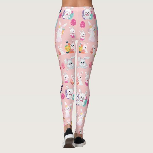 Happy Easter Wishings - Pattern Funny Bunny Oaster Leggings (Rückseite)