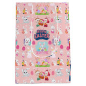 Happy Easter Wishings - Pattern Funny Bunny Oaster Mittlere Geschenktüte (Rückseite)