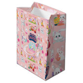 Happy Easter Wishings - Pattern Funny Bunny Oaster Mittlere Geschenktüte (Rückseite Schrägansicht)