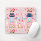 Happy Easter Wishings - Pattern Funny Bunny Oaster Mousepad (Mit Mouse)