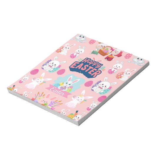 Happy Easter Wishings - Pattern Funny Bunny Oaster Notizblock (Rotiert)