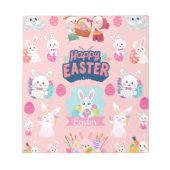 Happy Easter Wishings - Pattern Funny Bunny Oaster Notizblock (Vorderseite)