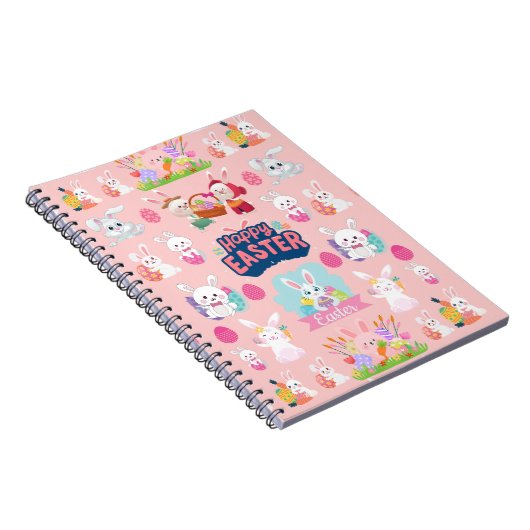 Happy Easter Wishings - Pattern Funny Bunny Oaster Notizblock (Rechte Seite)