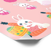 Happy Easter Wishings - Pattern Funny Bunny Oaster Poster (Ecke)