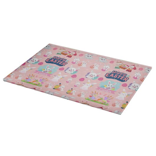 Happy Easter Wishings - Pattern Funny Bunny Oaster Schneidebrett (Ecke)