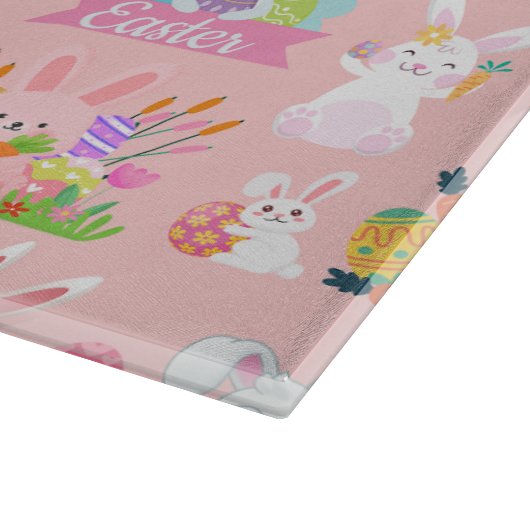 Happy Easter Wishings - Pattern Funny Bunny Oaster Schneidebrett (Ecke)