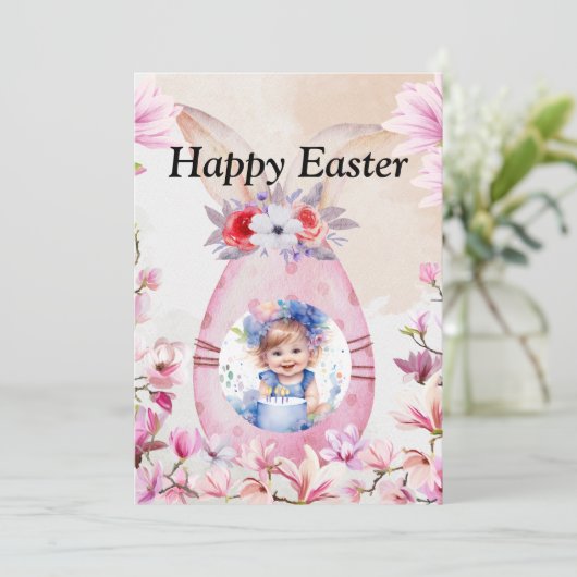 Happy Easter with photo Einladung (Stehend Vorderseite)