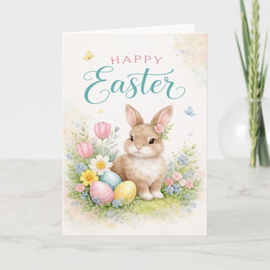 Happy Easter - with young rabbit Karte (Vorderseite)
