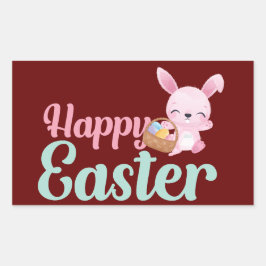 HAPPY EASTER Witziger Ostersonniger Eghunt Rechteckiger Aufkleber