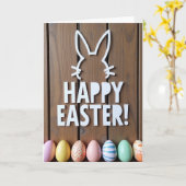 Happy Easter Wood Design Card Karte (Gelbe Blume)
