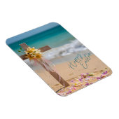 Happy Easter Wooden Cross and Lilies on Beach Magnet (Rechte Seite)