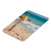Happy Easter Wooden Cross and Lilies on Beach Magnet (Linke Seite)