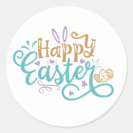 Happy Easter word Art Holiday Runder Aufkleber