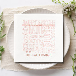 Happy Easter Word Art Typografie Personalisierter  Servietten Mit Folie