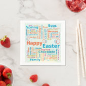 Happy Easter Word Cloud Letters with Eggs Serviette (Beispiel)