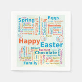 Happy Easter Word Cloud Letters with Eggs Serviette (Vorderseite)