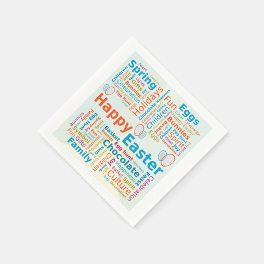 Happy Easter Word Cloud Letters with Eggs Serviette (Ecke)