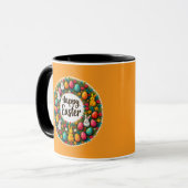 Happy Easter Wreath – Bunny & Eggs caneca Tasse (Vorderseite Links)