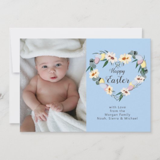 Happy Easter Wreath | Persönliches Foto Feiertagskarte (Vorderseite)