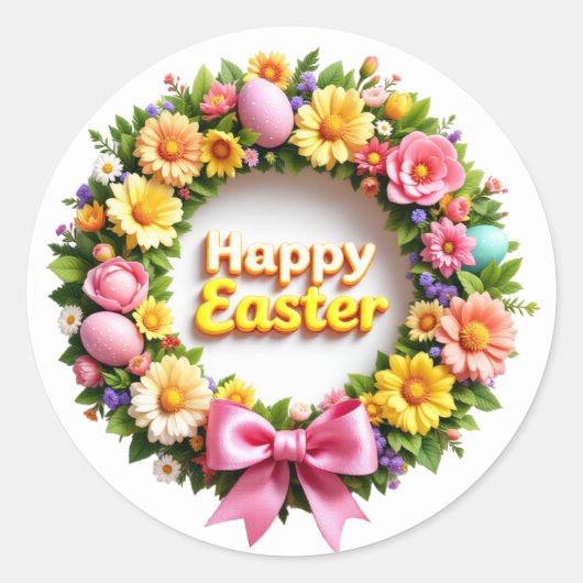 Happy Easter Wreath Sheet of Runder Aufkleber (Vorderseite)