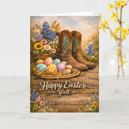 Happy Easter Y’all Boots & Wildflowers Card Karte