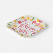 Happy Easter | Yellow and Red Floral  Pappteller (Gewinkelt)