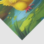 Happy Easter Yellow Chicks in a Pond by a Red Barn Seidenpapier (Detail)