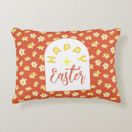 Happy Easter. Yellow Daffodils Spring Modern. Dekokissen