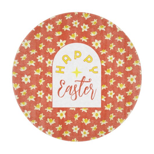 Happy Easter. Yellow Daffodils Spring Modern. Schneidebrett (Vorderseite)