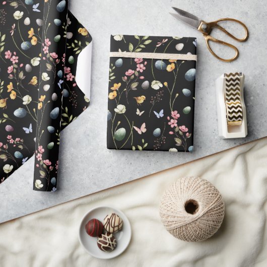 Happy Easteron Black Wrapping Paper Geschenkpapier (Kunsthandwerk)