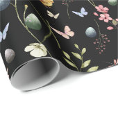 Happy Easteron Black Wrapping Paper Geschenkpapier (Rolleneckpunkt)