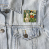 Happy Eastertie Vintag Ostern Bunny und Children Button (Beispiel)