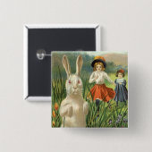 Happy Eastertie Vintag Ostern Bunny und Children Button (Vorne & Hinten)