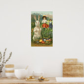 Happy Eastertie Vintag Ostern Bunny und Children Poster (Küche)