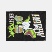 Happy Eastrawr Cute Trex Dinosaur Easter Bunny Egg Fleecedecke (Vorderseite (Horizontal))