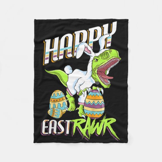 Happy Eastrawr Cute Trex Dinosaur Easter Bunny Egg Fleecedecke (Vorderseite)