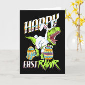 Happy Eastrawr Cute Trex Dinosaur Easter Bunny Egg Karte (Gelbe Blume)
