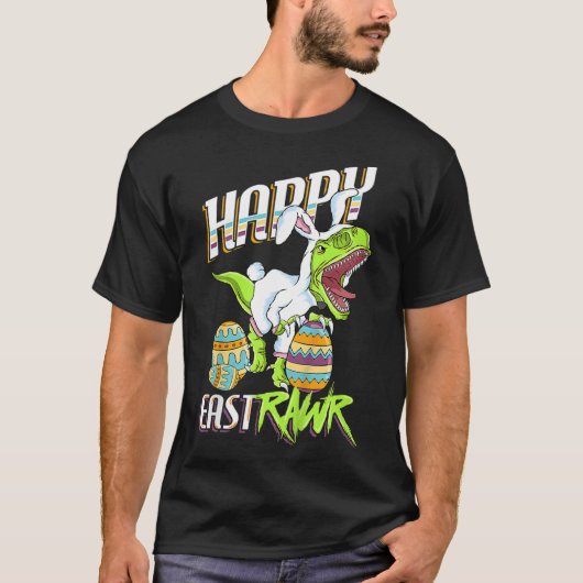 Happy Eastrawr Cute Trex Dinosaur Easter Bunny Egg T-Shirt (Vorderseite)