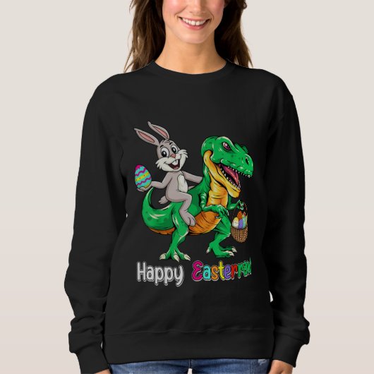 Happy Eastrawr Rex Dinosaur Easter Bunny Egg Kids Sweatshirt (Vorderseite)