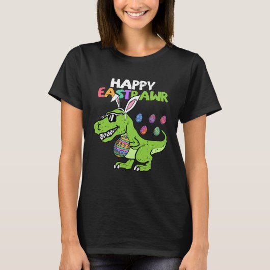 Happy Eastrawr T Rex Dinosaur Easter Bunny Egg Boy T-Shirt (Vorderseite)
