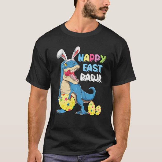Happy Eastrawr T Rex Dinosaur Oster Bunny Egg Cos T-Shirt (Vorderseite)