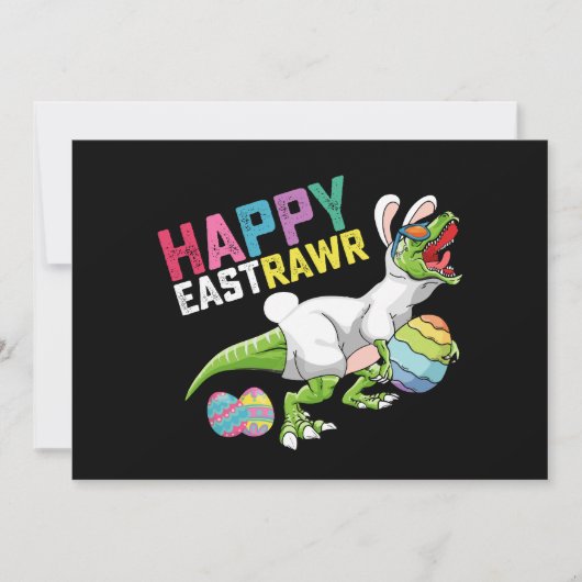 Happy Eastrawr T Rex Dinosaur Osterfest Bunny Egg Einladung (Vorderseite)